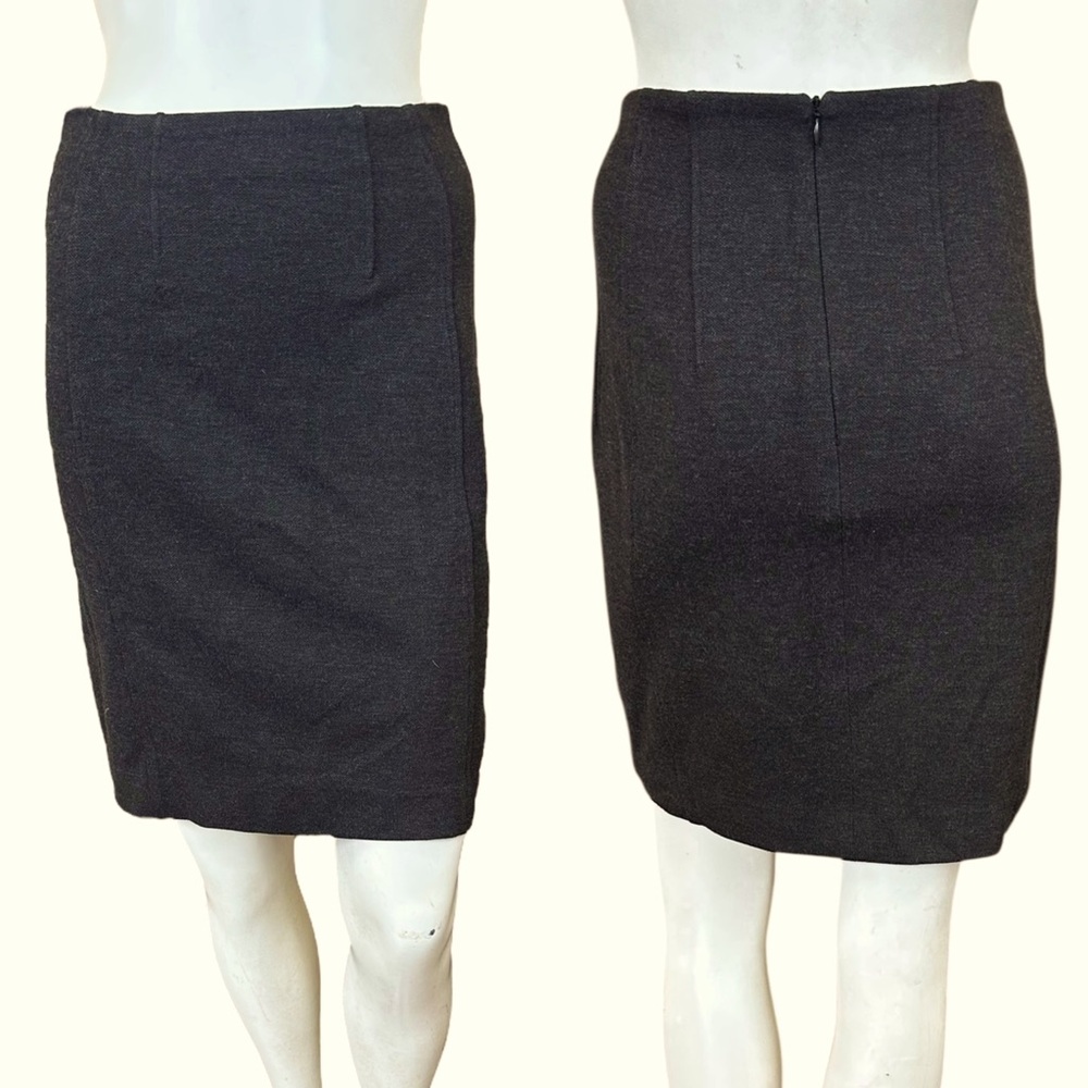 M.M. La Fleur Dark Gray Form Fitting Workwear Pencil Skirt Size 0 Petite